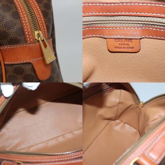 CELINE Macadam Canvas Hand Bag Pvc Leather Brown Gold - Picture 11 of 12